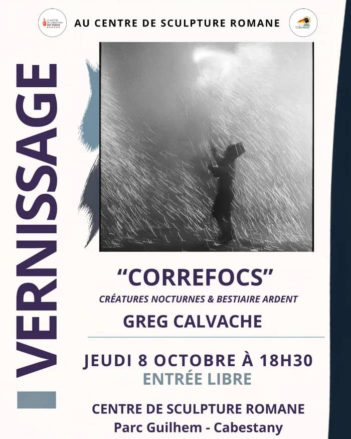 Illustration de l'événement : Vernissage - " CORREFOCS" Créatures Nocturnes & Bestiaire Ardent de Greg CALVACHE - Centre de Sculpture Romane - Cabestany