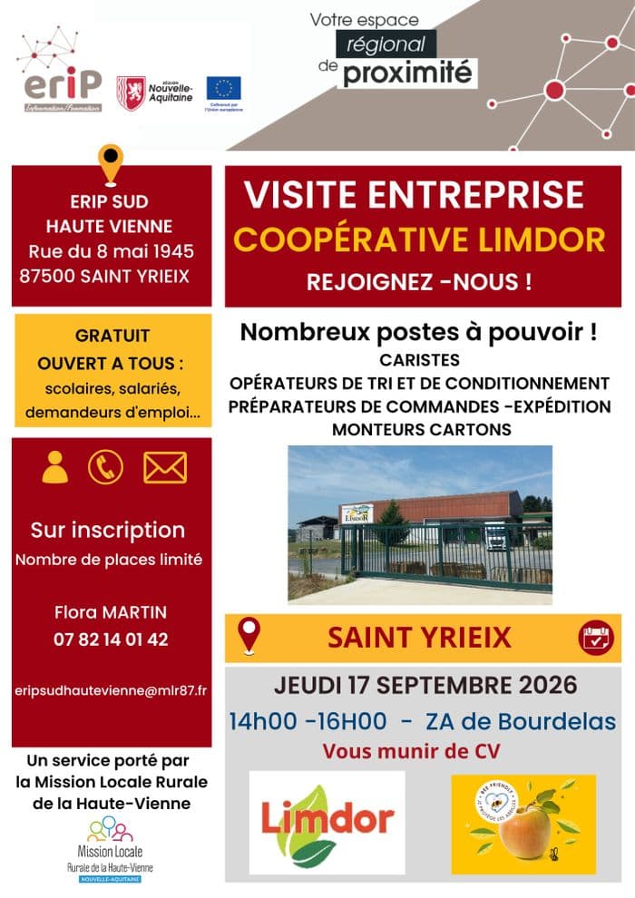 Illustration de l'événement : Visite de la coopérative LIMDOR ST YRIEIX