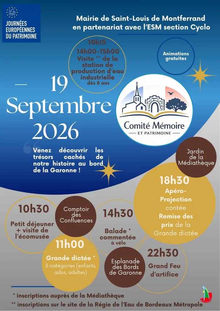 Illustration de l'événement : Saint-Louis-de-Montferrand célèbre les Journées Européennes du Patrimoine !