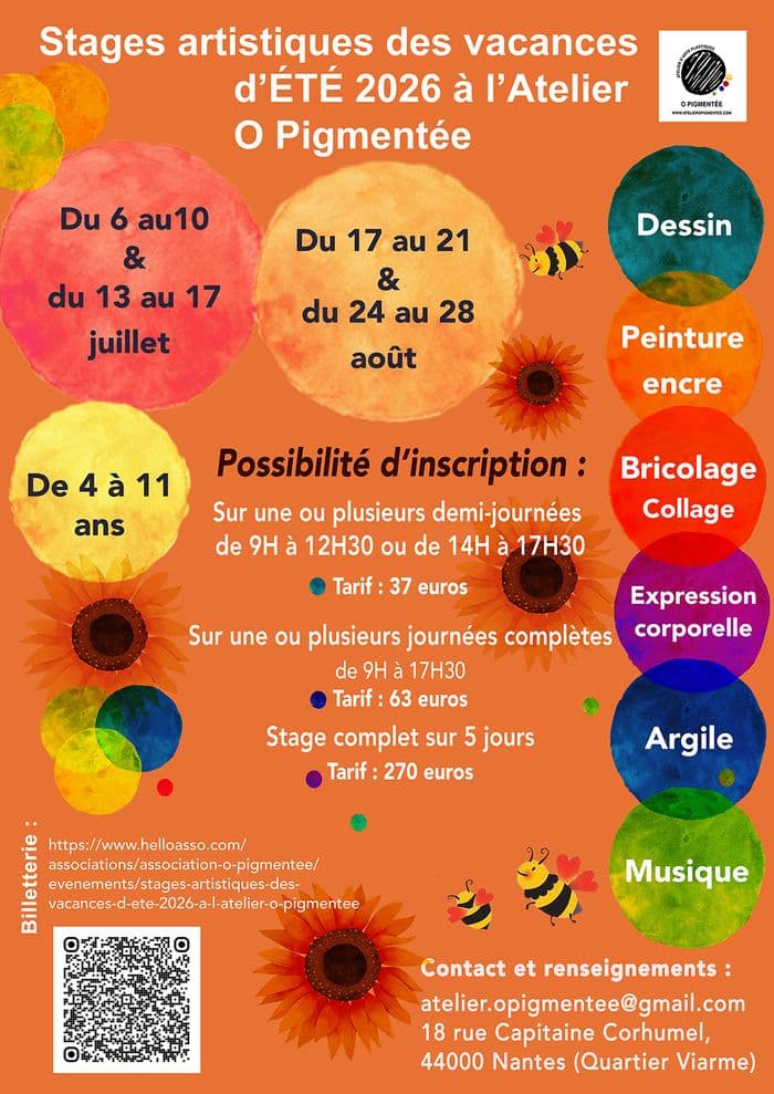 Illustration de l'événement : Stages artistiques des vacances d'été 2026 à l'Atelier O Pigmentée