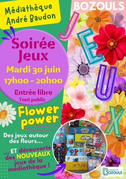 Illustration de l'événement : Soirée jeux "Flower power" à la Médiathèque de Bozouls