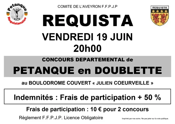 Illustration de l'événement : Concours Départemental de Pétanque en Doublette