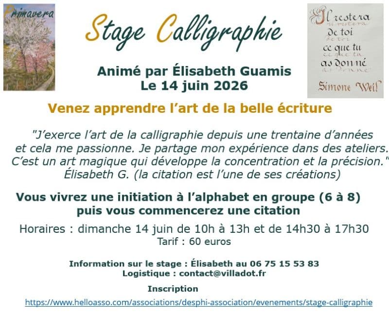 Illustration de l'événement : Stage de calligraphie